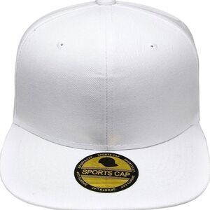 Plain Blank Flat Brim Adjustable Snapback Baseball Cap white